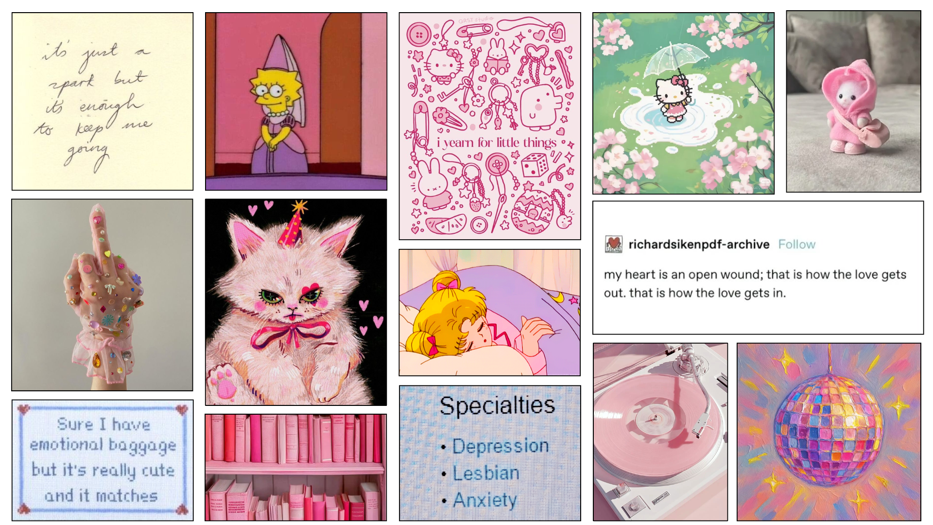 a collage of photos that represent me... most of them are pink