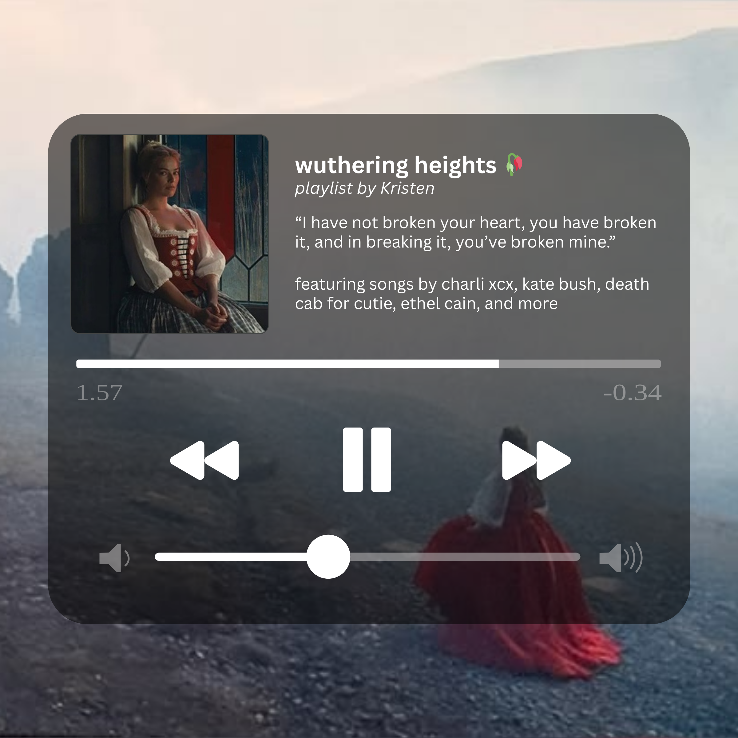 wuthering heights playlist graphic in the style of spotify